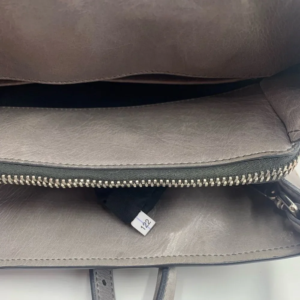 Authentic Miu Miu Vitello Shine Peltro Gray Leather 2way Satchel Preloved